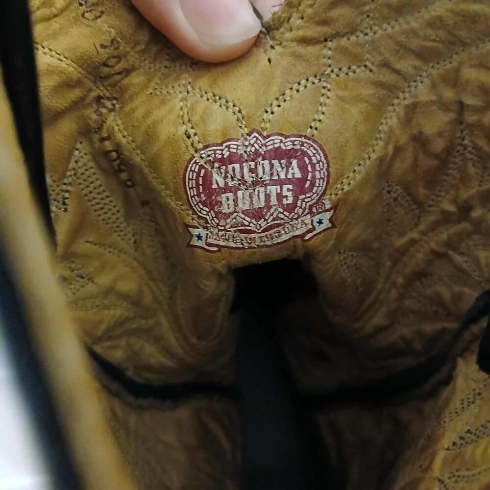 Nacona Black Leather Mid Calf Pull On Cowboy Western Boots Size 8.5W - Picture 3 of 6